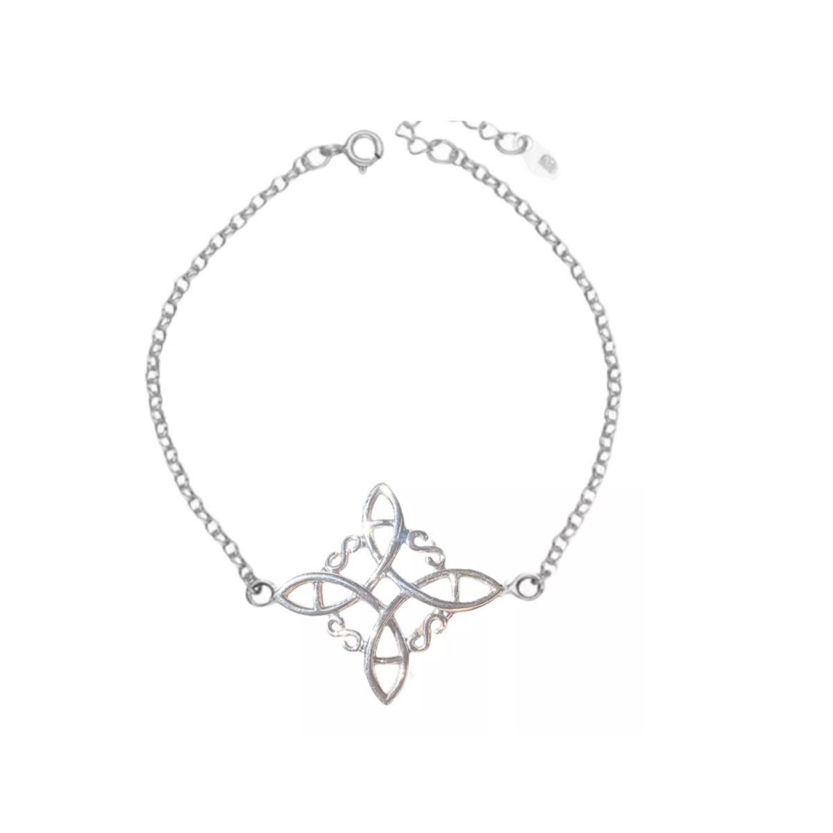 GENERICO - Pulsera Nudo De Brujas Grande Plata Fina Amuleto Protección