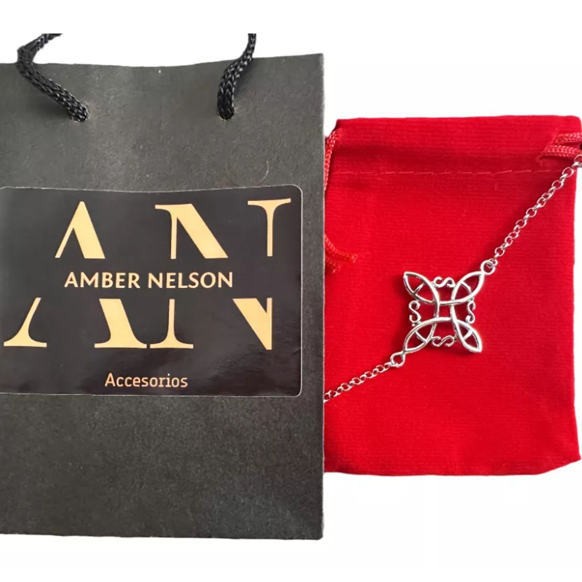 GENERICO - Pulsera Nudo De Brujas Grande Plata Fina Amuleto Protección