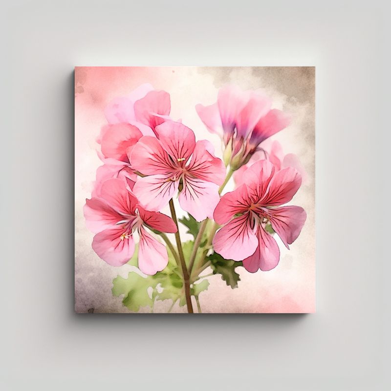 GENERICO - Crear Imagen Estilo Acuarela De Un Geranio Rosa 70x70 Cm