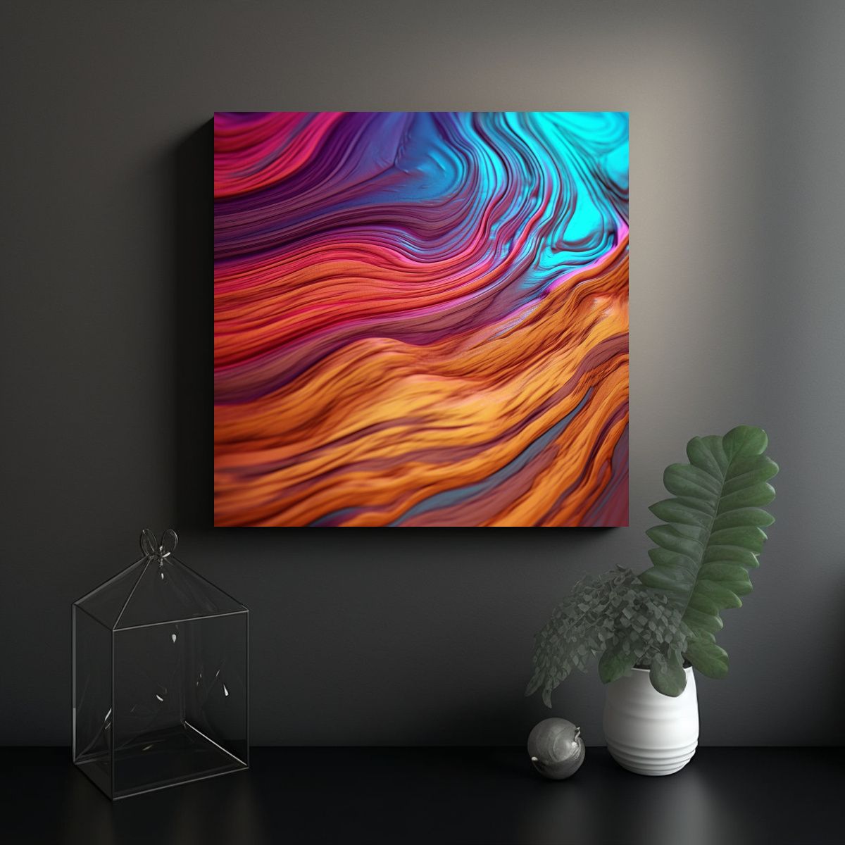 GENERICO - Cuadros Modernos De Ambiente Digital Lienzo Con 90x90 Cm