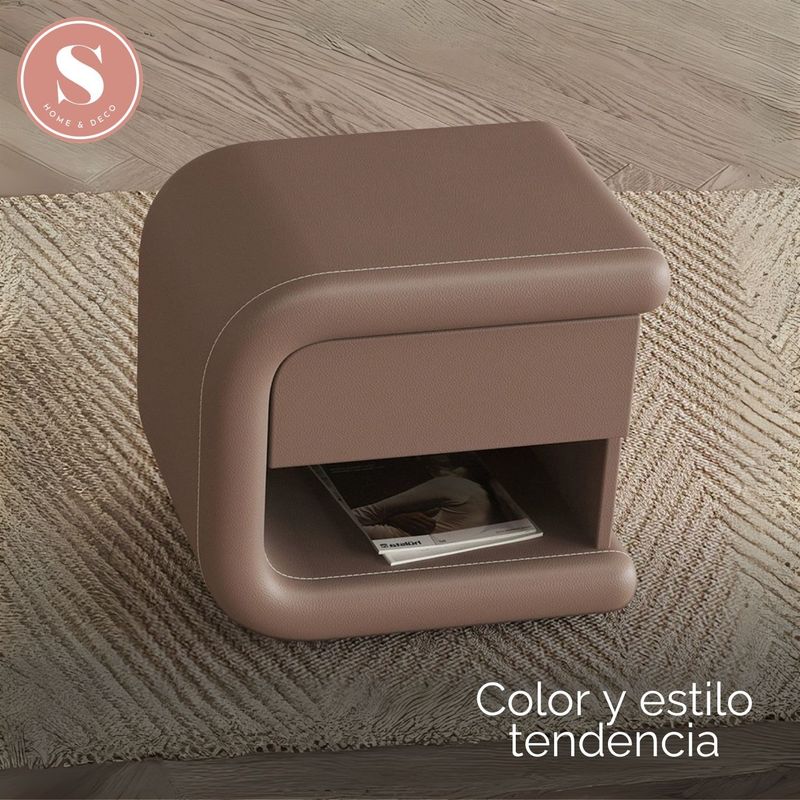 SANTU HOME & DECO - Velador Mocha Mousse Izquierdo Ecocuero