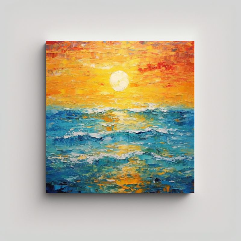 GENERICO - Pintura Verano Marina Acrílica Escena 90x90 Cm