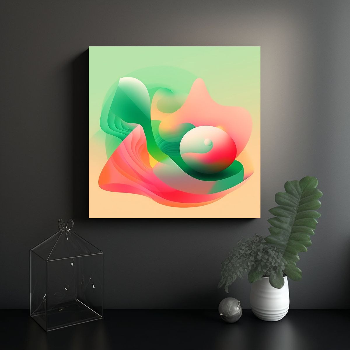 GENERICO - Cuadro Abstracto De Formas Irregulares Y 70x70 Cm