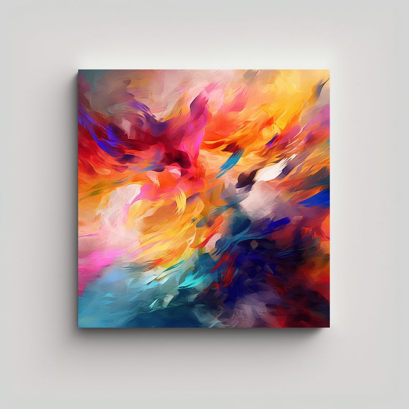 GENERICO - Pintura Abstracta Cuadrada En Textura Para 80x80 Cm