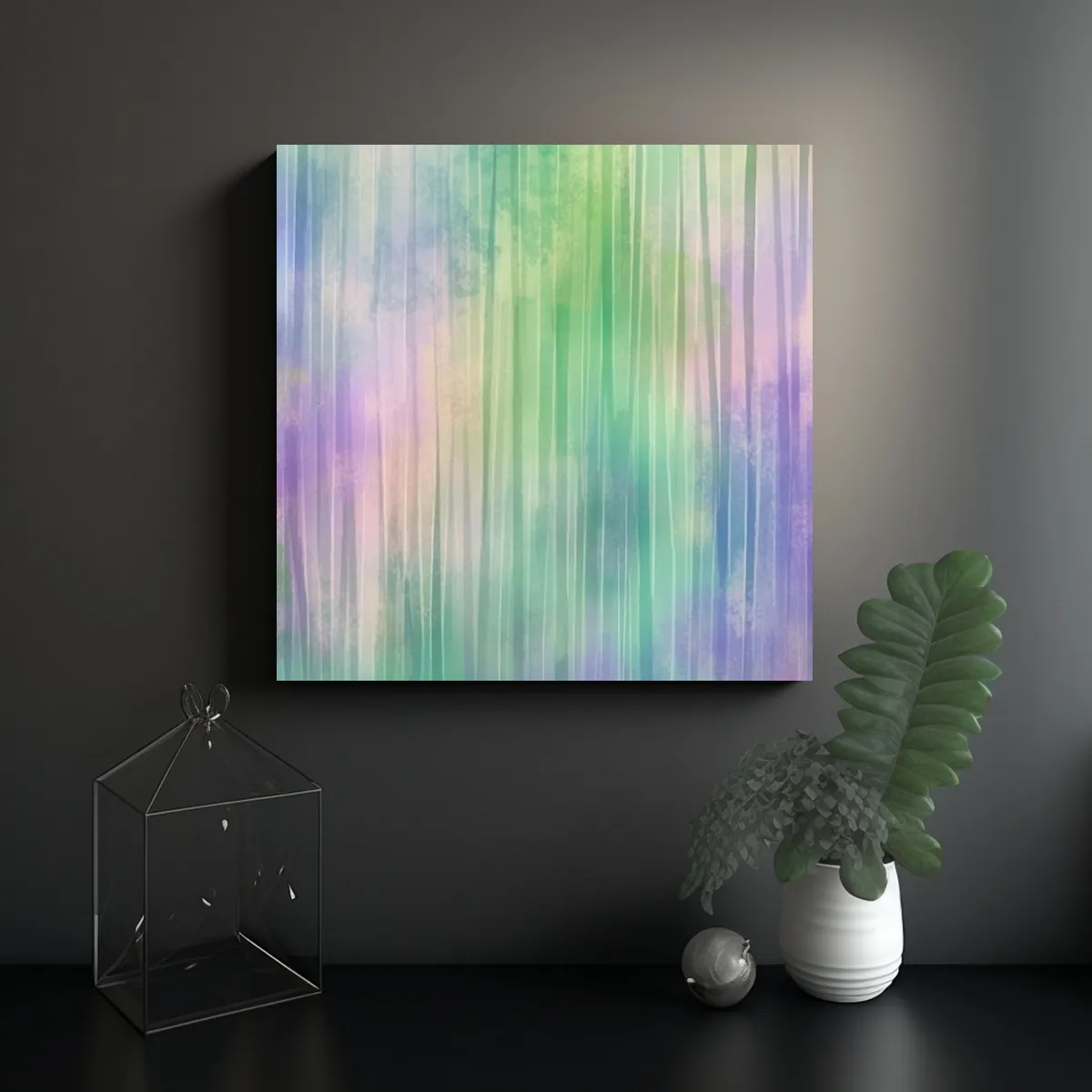 GENERICO - Pintura Pared Acuarela Estampado Rayas 2 Colores 80x80 Cm
