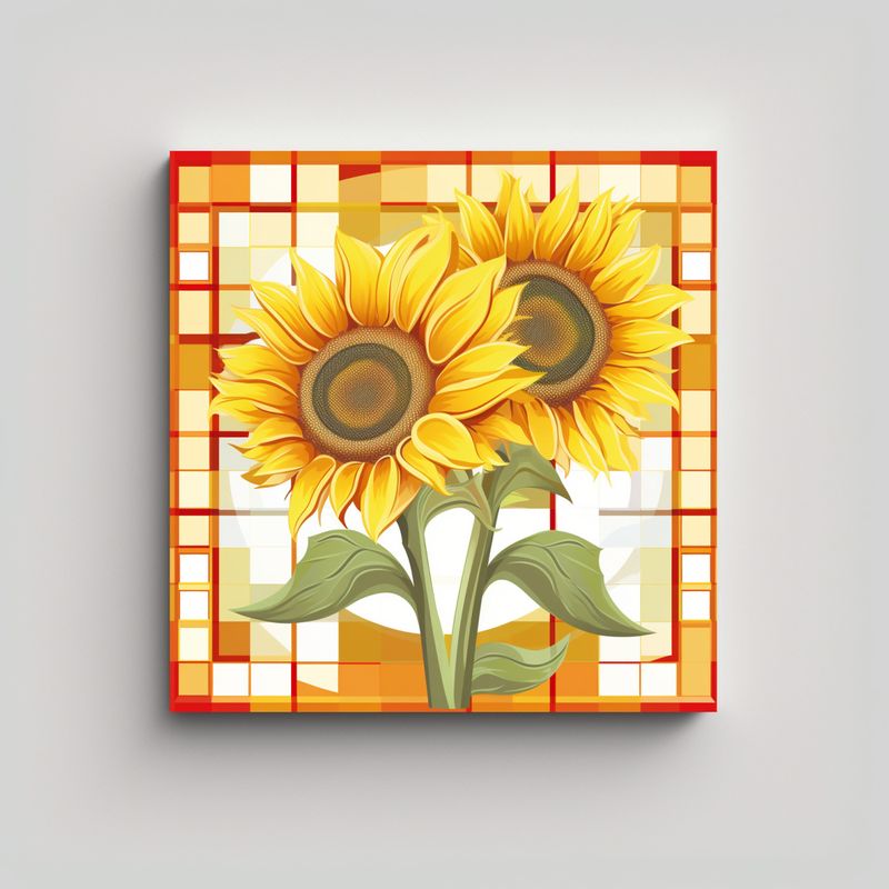GENERICO - Cuadro Lienzo Tela Diseño Floral Tres Girasoles 70x70 Cm