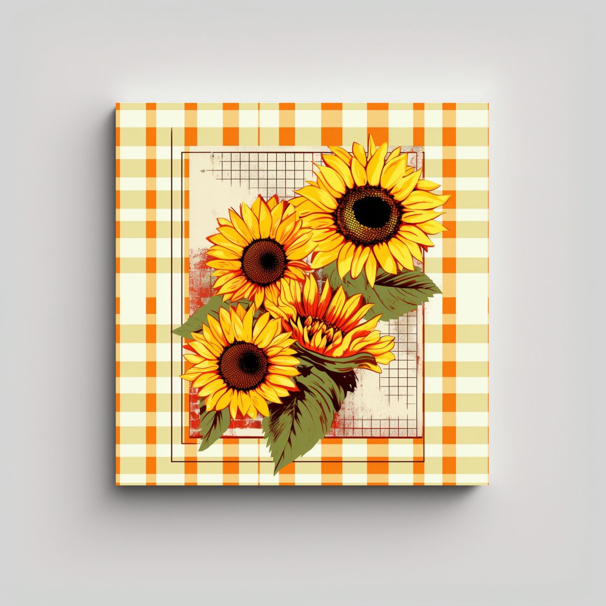 GENERICO - Cuadro Imagen Alta Resolución Tres Girasoles 50x50 Cm