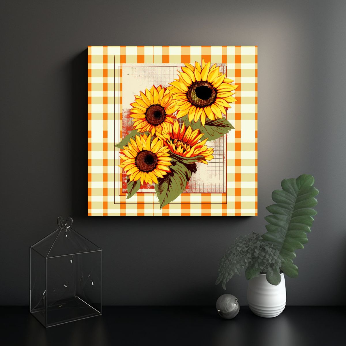 GENERICO - Cuadro Imagen Alta Resolución Tres Girasoles 50x50 Cm