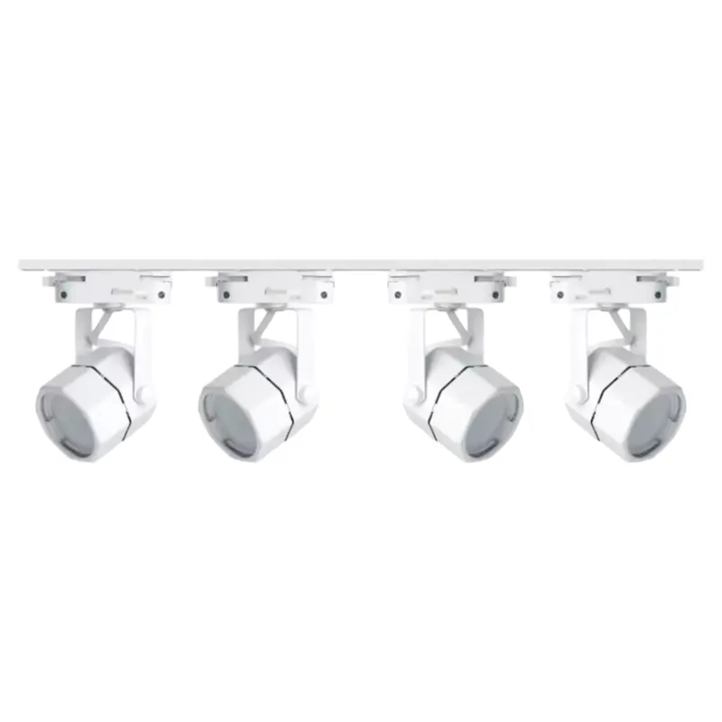 WANT - Lámpara 4 Focos Blancos Hexagonal Luz Cálida con Riel de 1 metro