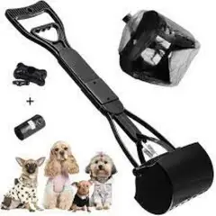 METALFER - Recogedor De Cacas De Perros Plegable NEGRO