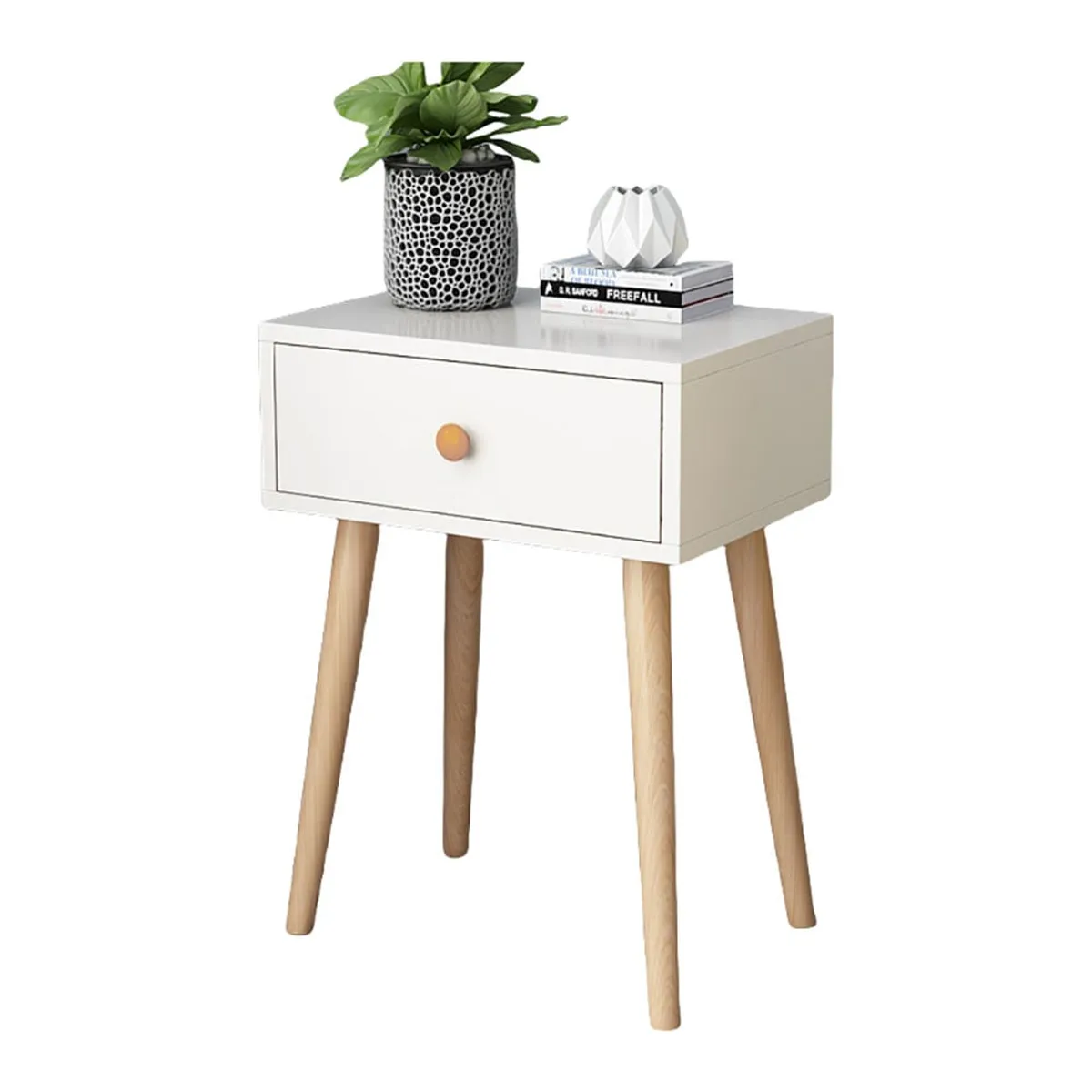 MUNDO MAGIA - Velador Con Cajón 40x30x55cm Color Blanco