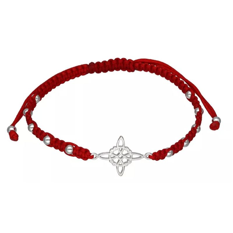 GENERICO - Pulsera Hilo Rojo Nudo De Brujas Plata Fina Protección