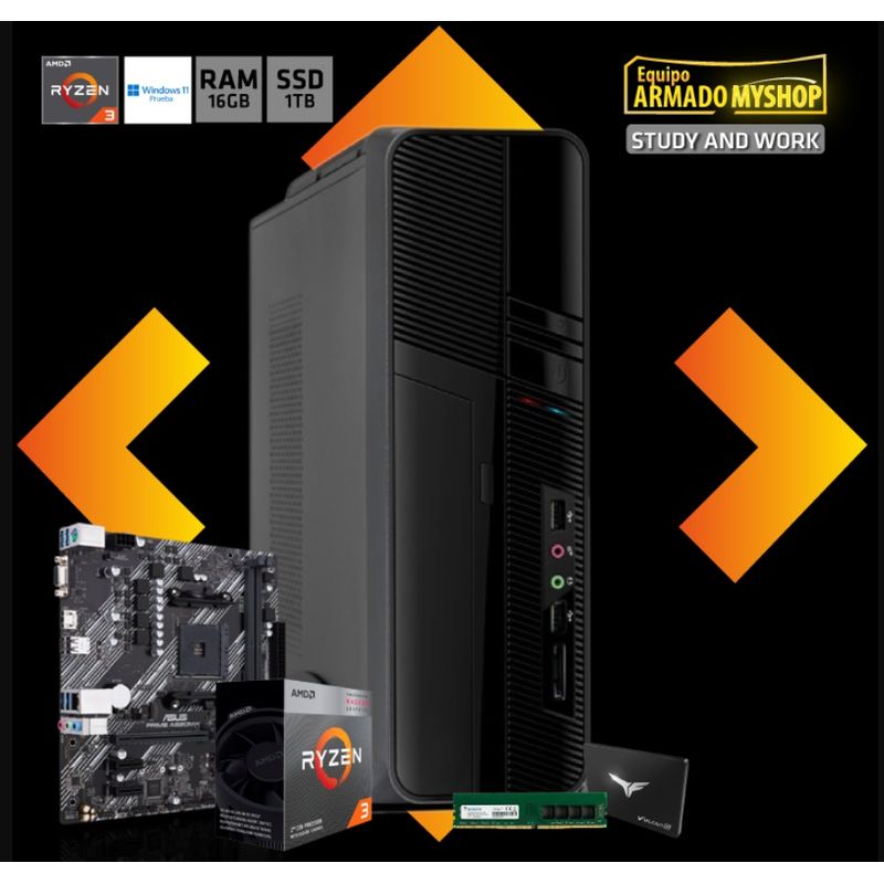 GENERICO - PC STUDY AND WORK - AMD RYZEN 3 3200G - ASUS A520M-K - RAM 16GB - SSD 1 TB