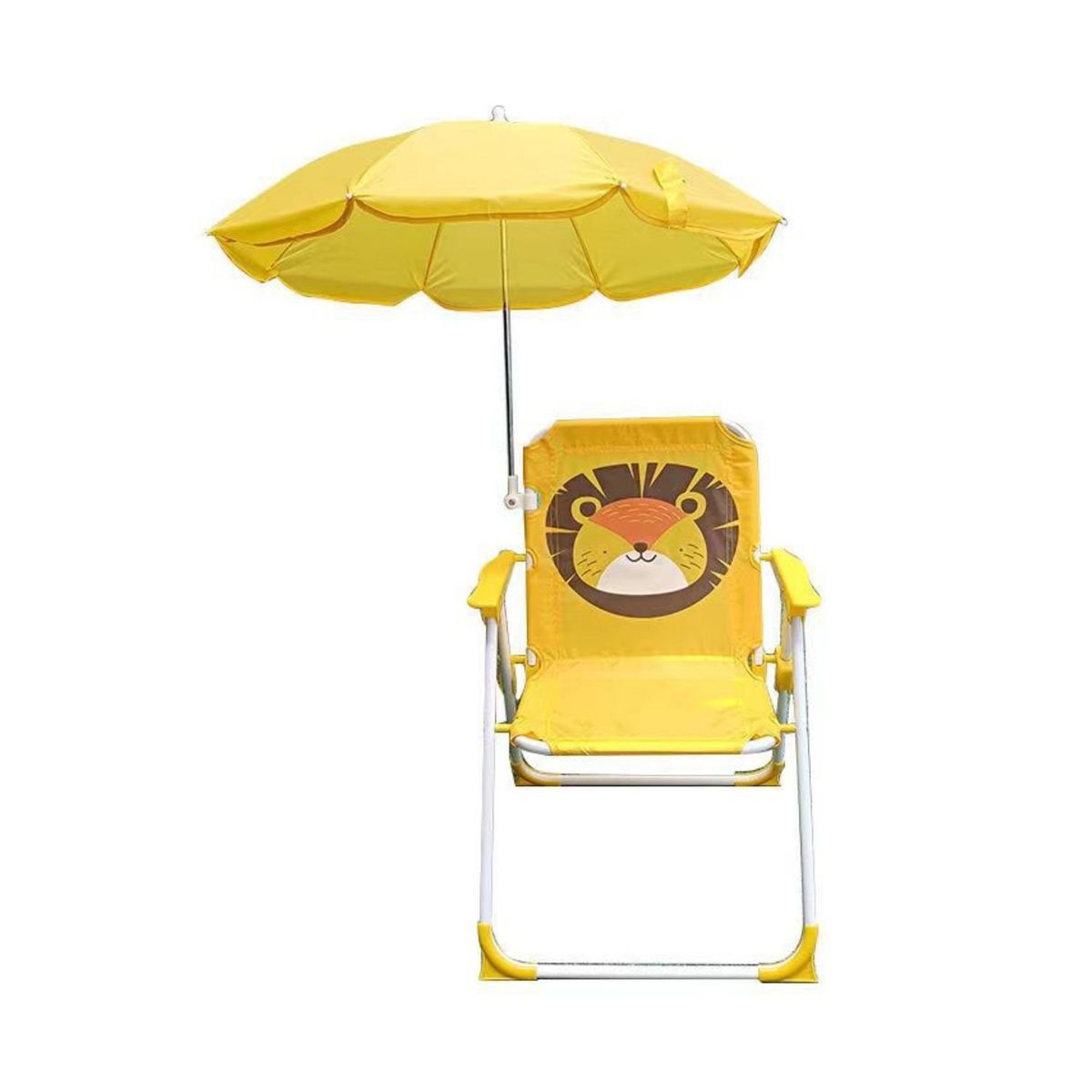 BABYLUNA - Silla Plegable Camping Animales Niños Con Sombrilla Amarillo
