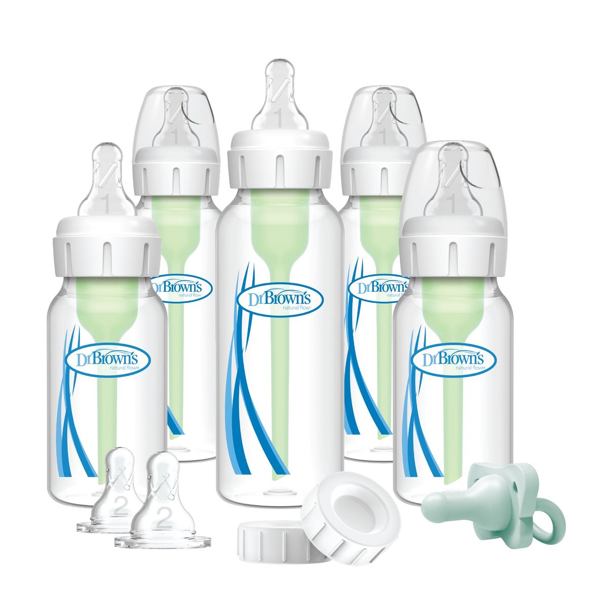 DR BROWN'S - Set De Mamaderas Recién Nacido Estándar Options+ Con Chupete