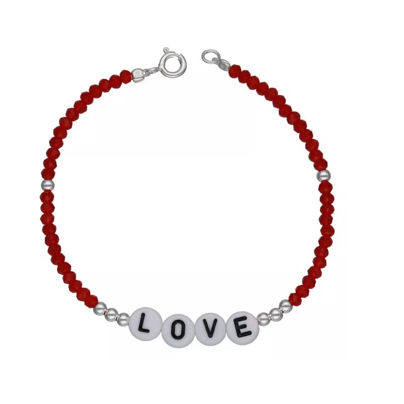 GENERICO - Pulsera Plata Love De Protección Roja Hecha Con Cristales