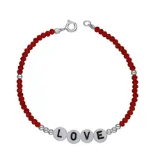 GENERICO - Pulsera Plata Love De Protección Roja Hecha Con Cristales