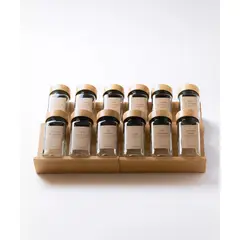 GENERICO - 12 Especieros Condimenteros Con Rack Cajón Bambú Cocina Etiqueta Beige