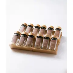 GENERICO - 12 Especieros Condimenteros Rack Cajón Bambú Cocina Etiqueta Marrón