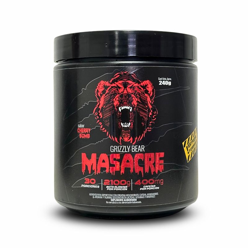 GRIZZLY - PRE ENTRENO MASACRE 240GR 30 SERVICIOS CHERRY BOMB  - GRIZZLY BEAR