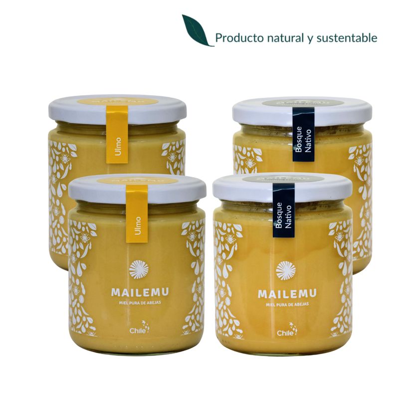 MAILEMU - Pack Miel Pura: 2 Ulmo 2 Bosque Nativo 550g