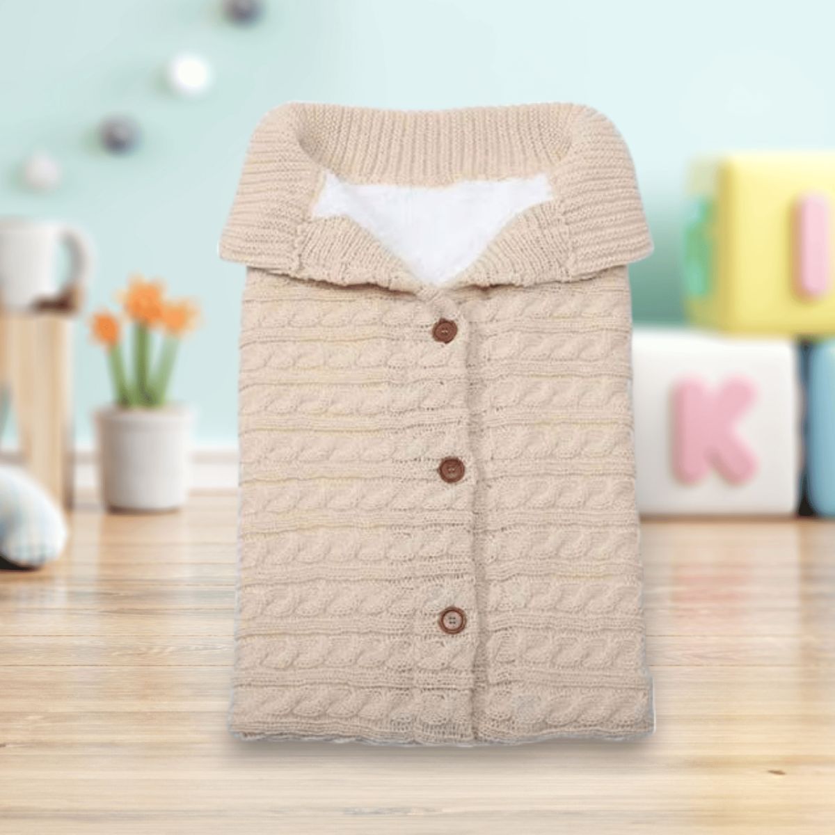 SENSIBLUE - Manta Trenzada Bebé Saquito Abrazo de Algodón para Recién Nacido