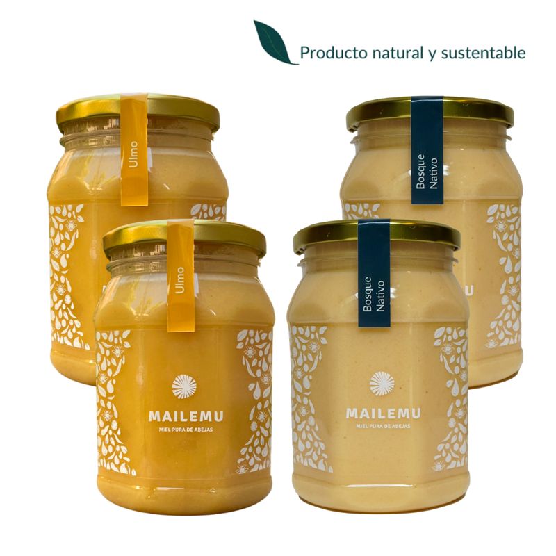 MAILEMU - Pack Miel Pura: 2 Ulmo 2 Bosque Nativo 1kg
