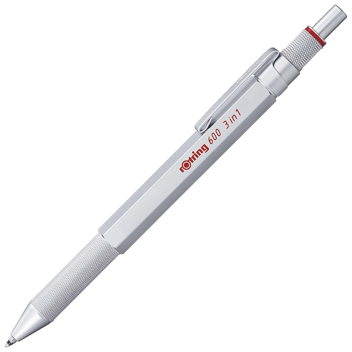 ROTRING - Bolígrafo Rotring 600 3 en 1 Plata (0.5mm /Negro y Rojo)