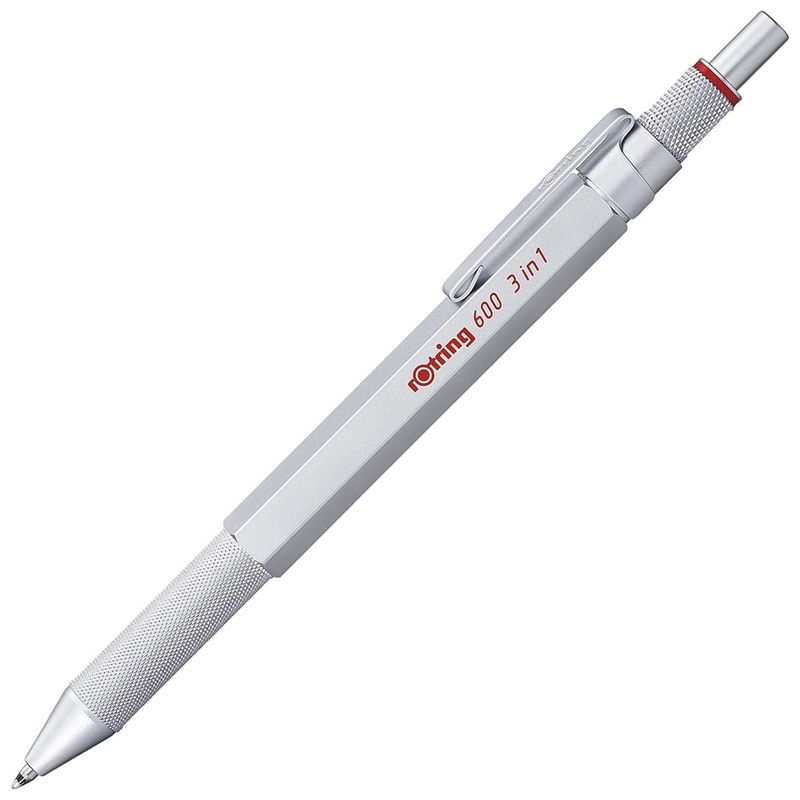 ROTRING - Bolígrafo Rotring 600 3 en 1 Plata 05mm Negro y Rojo
