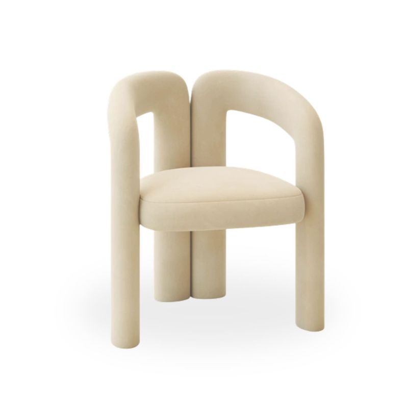 SANTU HOME & DECO - Silla Escandinava de Terciopelo Beige Nordica