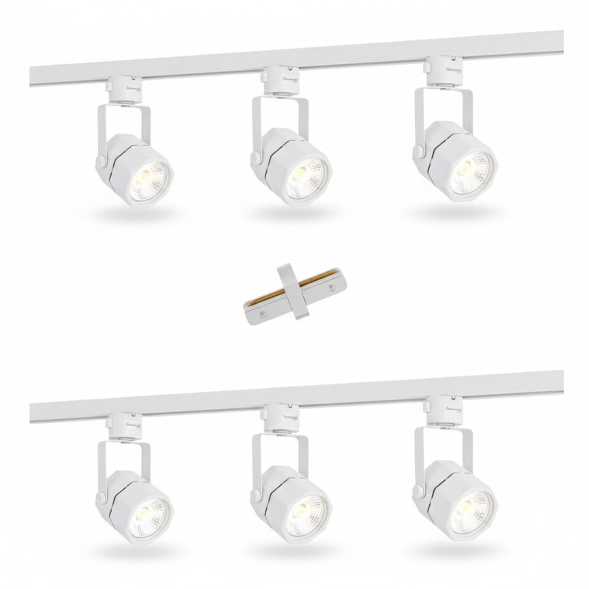 WANT - Lámpara 6 Focos Blancos Hexagonales Luz Cálida con 2 Riel de 1mt más Unión