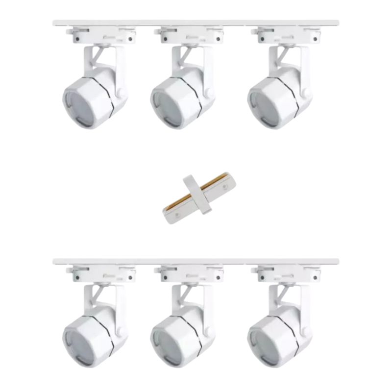 WANT - Lámpara 6 Focos Blancos Hexagonales Luz Cálida con 2 Riel 1mt y Unión