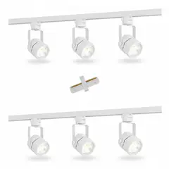 WANT - Lámpara 6 Focos Blancos Hexagonales Luz Cálida con 2 Riel de 1mt más Unión