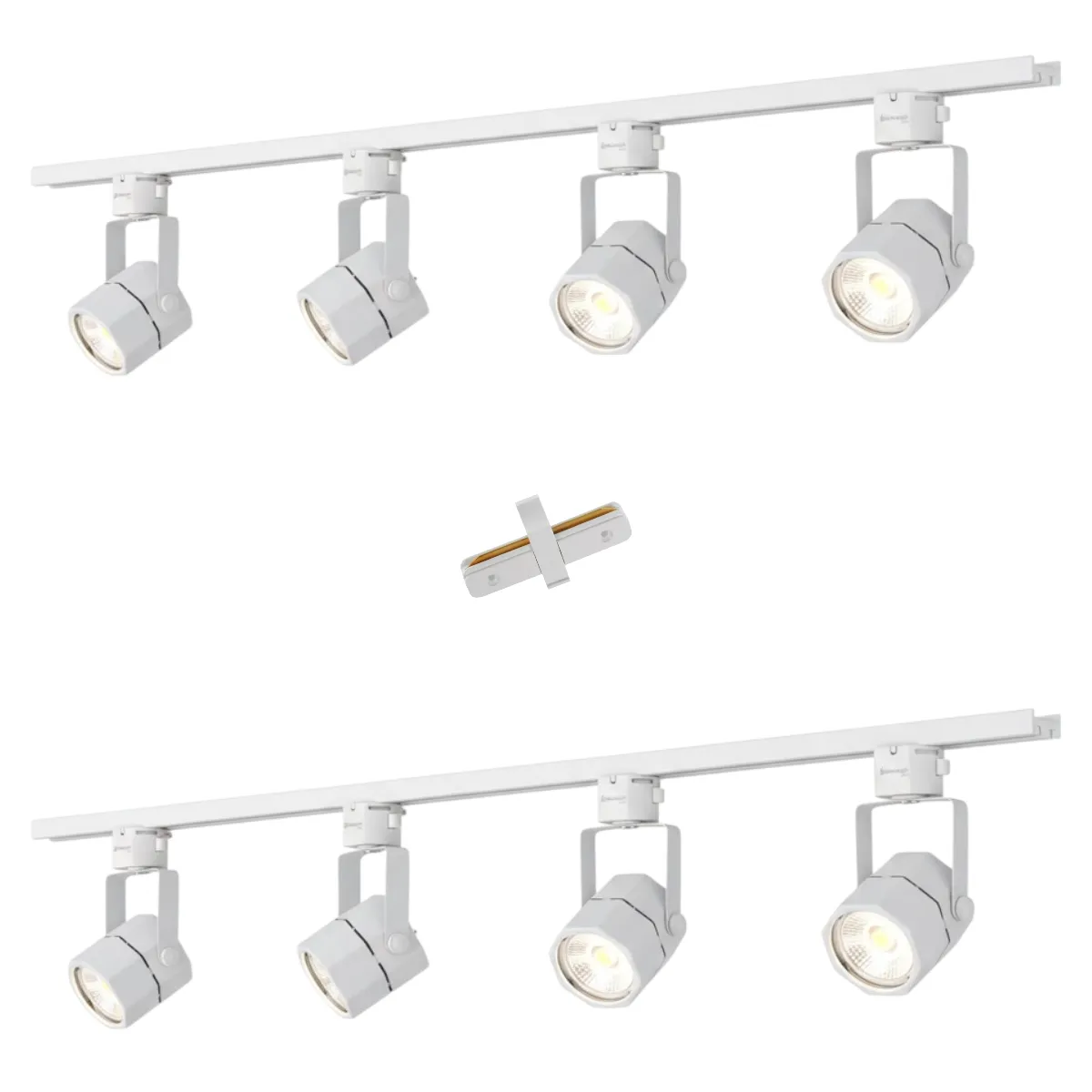 WANT - Lámpara 8 Focos Blancos Hexagonales Luz Cálida con 2 Riel de 1mt más Unión