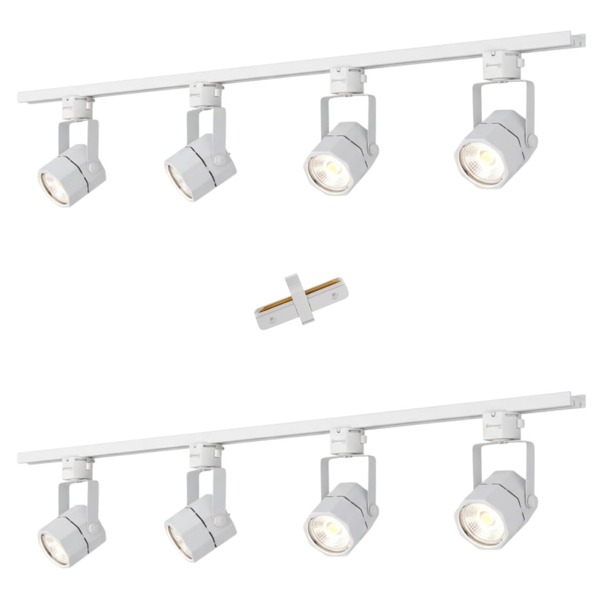 WANT - Lámpara 8 Focos Blancos Hexagonales Luz Cálida con 2 Riel de 1mt más Unión