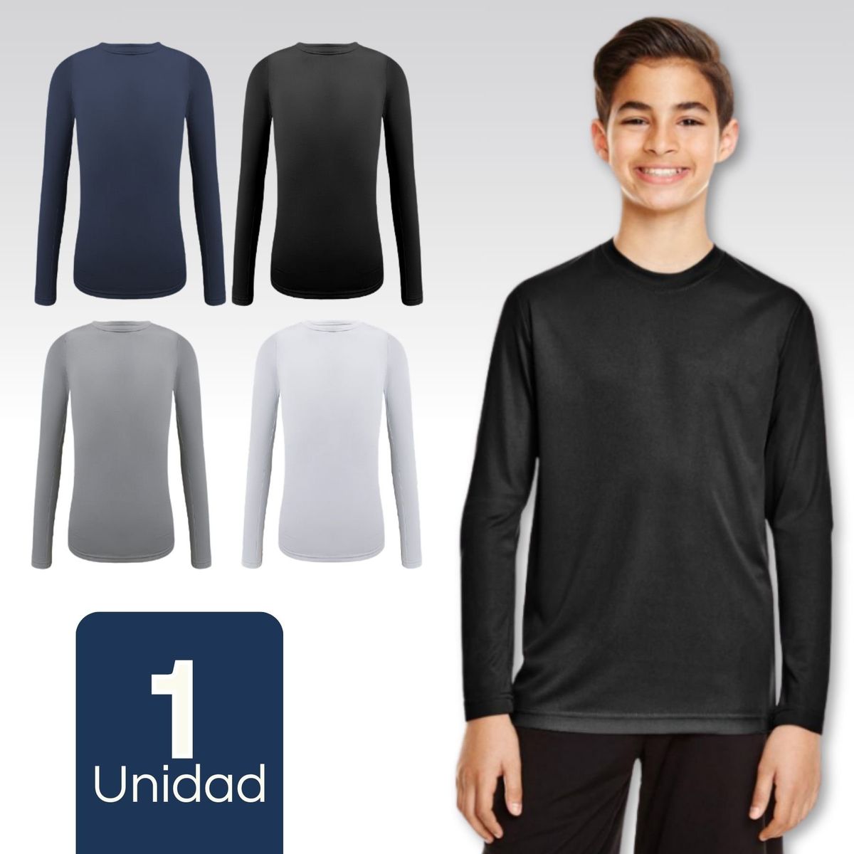 UTILISIMO - Camiseta Bambú Primera Capa Polera Niño Cuello Redondo Surtido