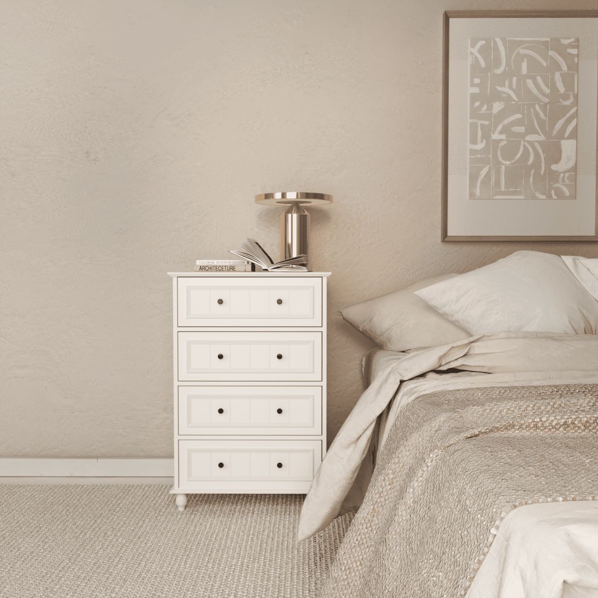 HOMIMAD - MUEBLE VELADOR DORMITORIO BLANCO SOFFIA