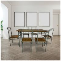 Juego de comedor Capri 6 Sillas 140x80x74 cm Silver