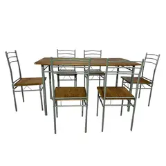 NOVAHUS - Juego de comedor 6P Capri Silver 74x80x140 cm