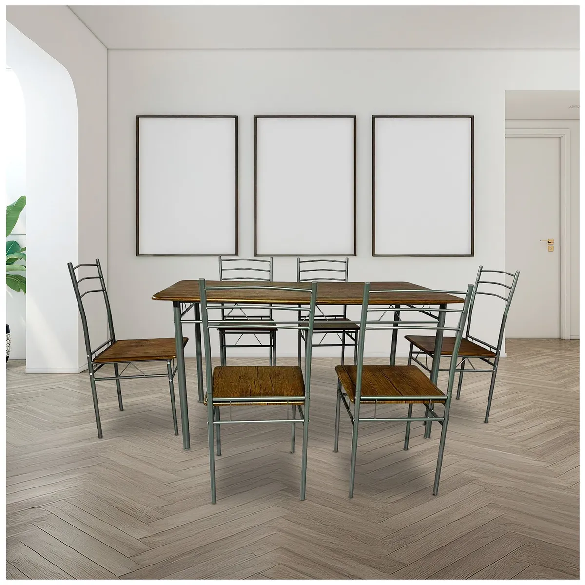 NOVAHUS - Juego de comedor Capri 6 Sillas 140x80x74 cm Silver