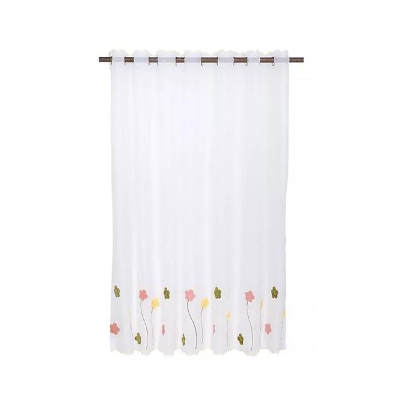 GENERICO - Cortina velo cocina JX 120x135 cm petunias blanca