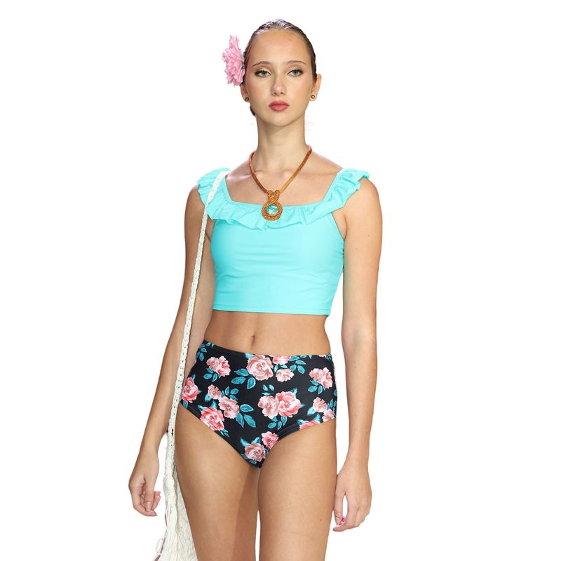 GLORIAHOON - Bikini Sexy Cintura Alta y Vuelos Chic Floral Gloriahoon