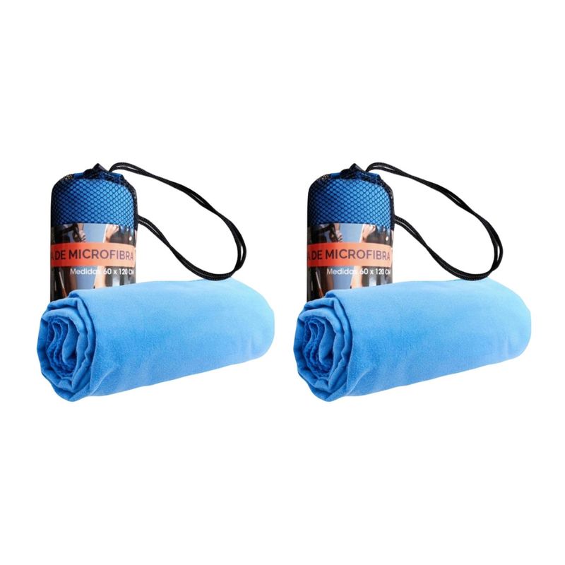 PRO OUTDOOR - Pack 2 Toallas Microfibra Suede Azul