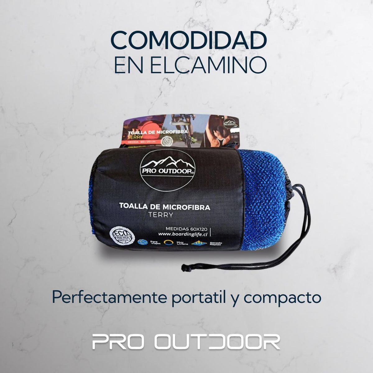 PRO OUTDOOR - Pack 2 Toallas Microfibra Terry Azul