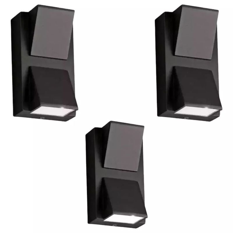 WANT - Pack X 3 Aplique Led 2*5w 3000k (luz Cálida) Negro Ip54