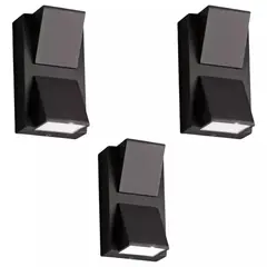 WANT - Pack X 3 Aplique Led 2*5w 3000k (luz Cálida) Negro Ip54