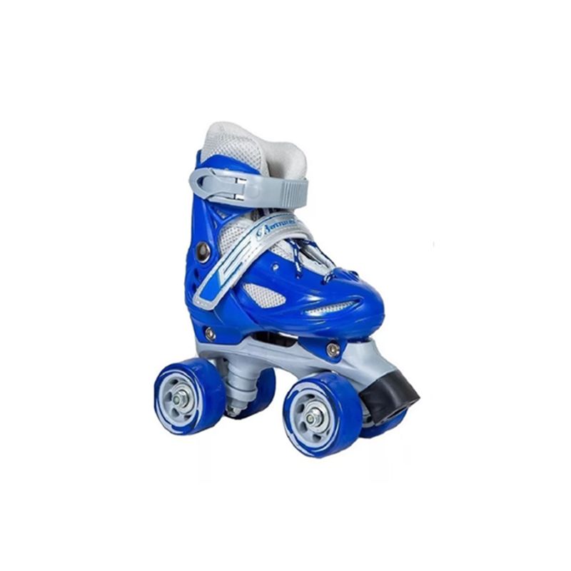 GENERICO - Patín 4 ruedas + set protección talla 33-36 azul