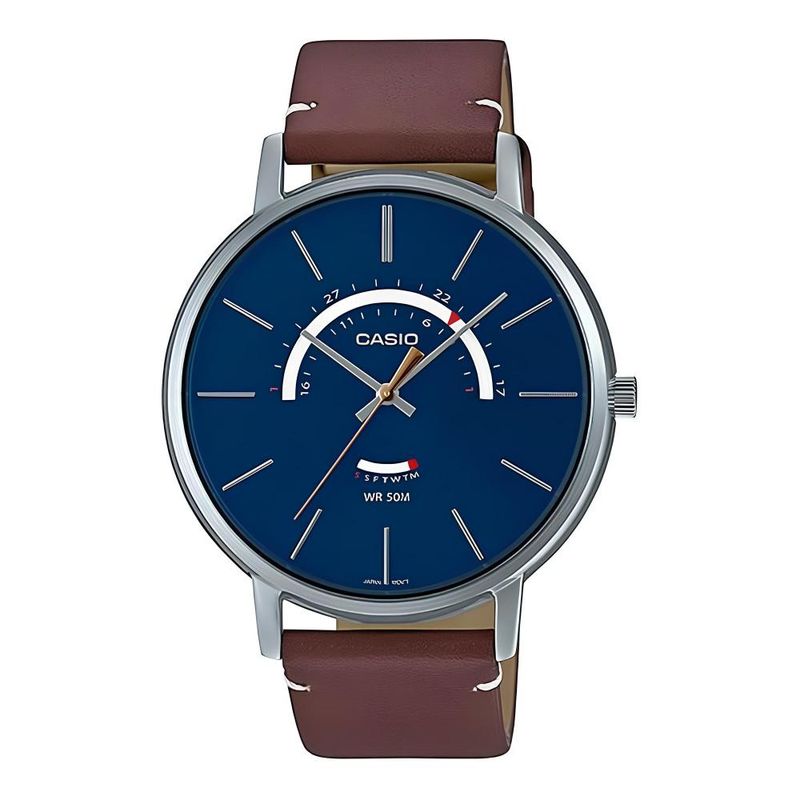 CASIO - Reloj Mtp-B105l-2av Hombre Analogo Cuero - Plateado