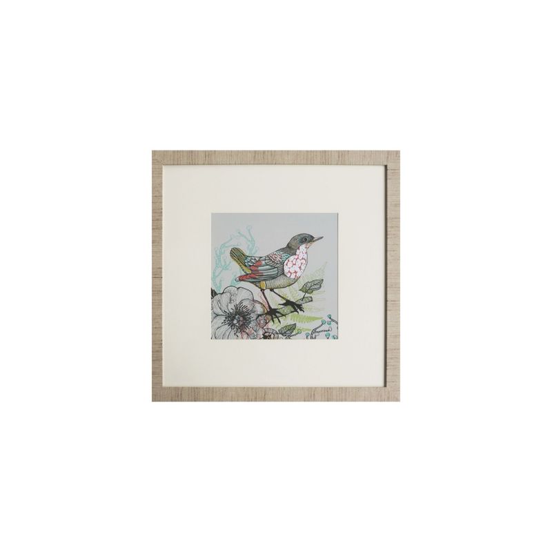 RONDA - Cuadro pajarito verde con acabado clásico y minimalista 50x50 7