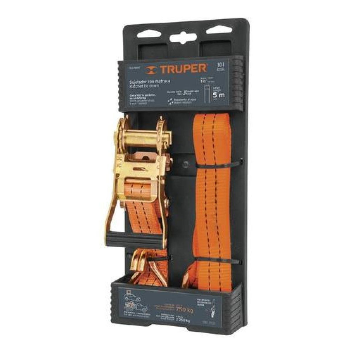 TRUPER - Eslinga Con Carraca Truper De 5 Mt X 112 Para 2250 Kg - Multicolor